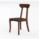 Minimalist Solid Walnut Wood Dining Chair 3D Model Left 45 Degree View