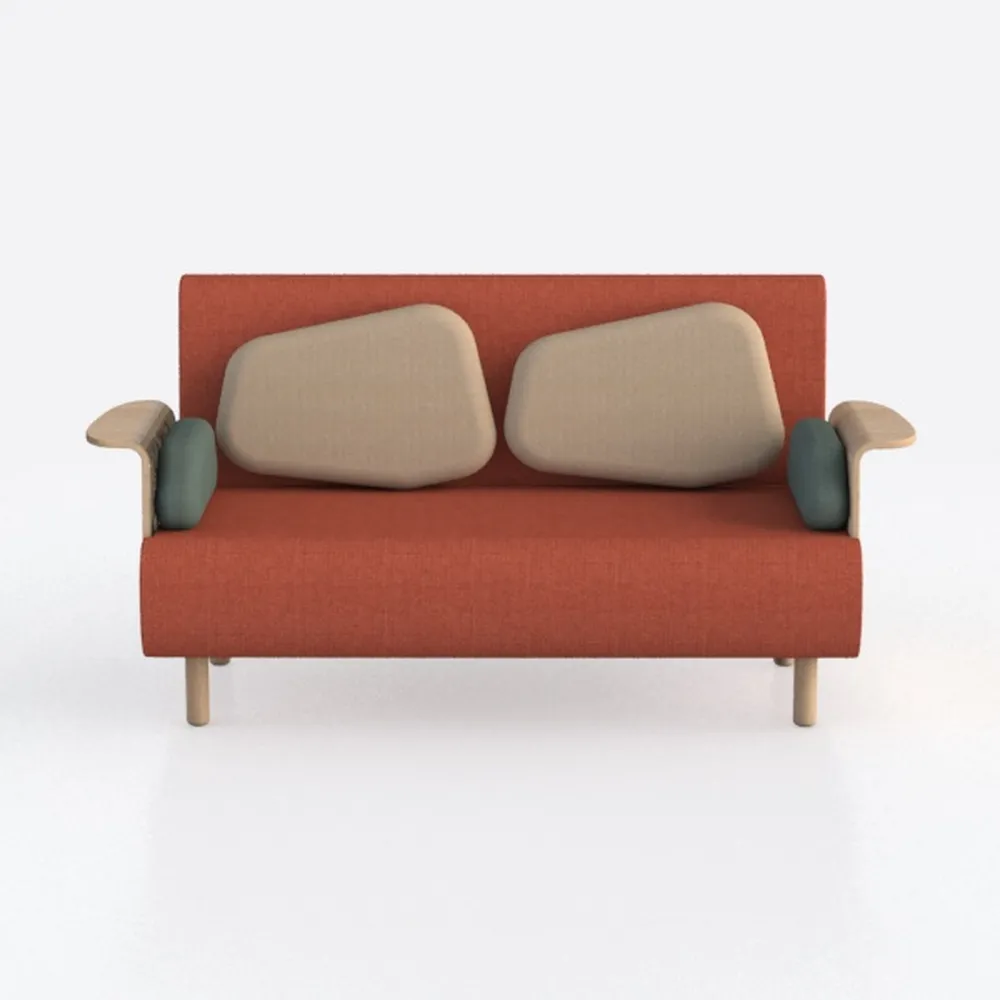 Linen Sofa Modern Couch Comfy Loveseat with Wooden