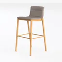 Modern Fabric Solid Wood Bar Stool 3D Model Left 45 Degree View