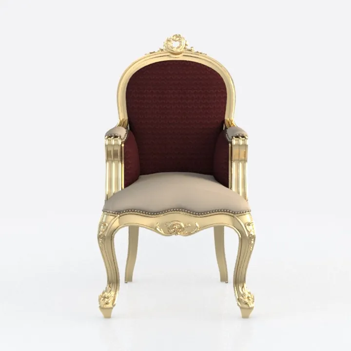 Armchair French Antique Style Chair Royal Baroque Retro Style in Gold Finish Deluxe Fabric in Gold Flower Pattern for Home Décor or Hotel Décor