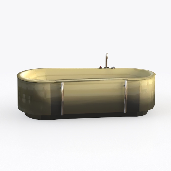 Curved Tub with Metallic Towel Bar