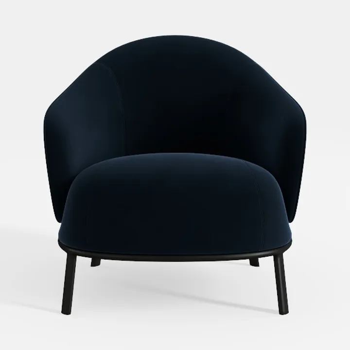 Modern Navy Velvet Upholstered Accent Armchair 3D Model