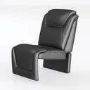 Modern Black Leather Upholstered Armchair 3D Model Left 45 Degree View