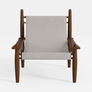 Mid Century Solid Wood Fabric Lounge Armchair 3D Model