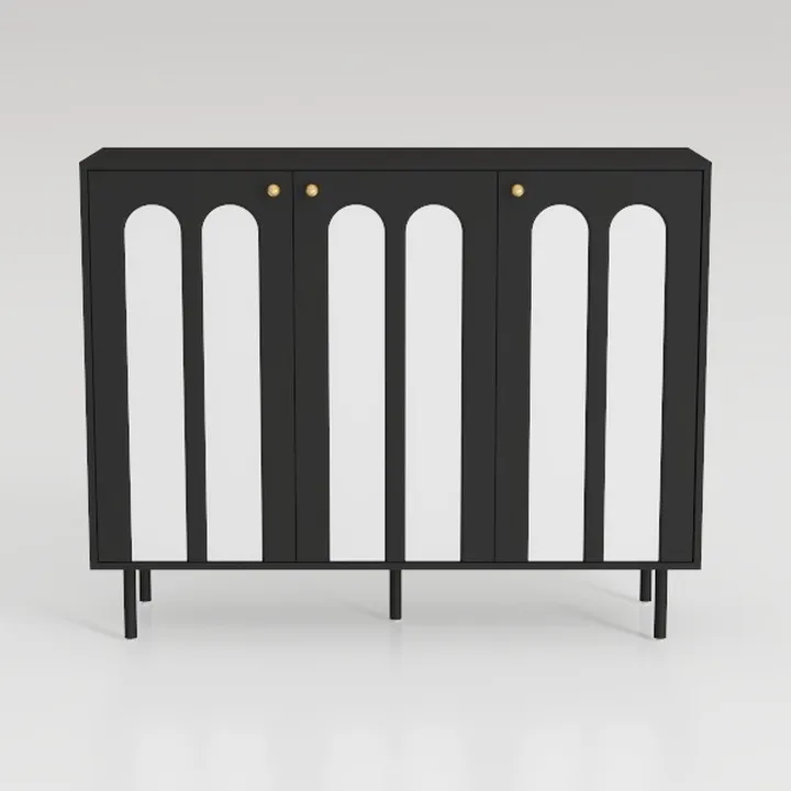 Modern Minimalist Black White Solid Wood Storage Cabinet 3D Model