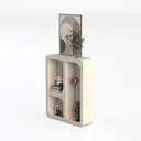 Minimalist Solid Wood Open Storage Cabinet 3D Model Left 45 Degree View