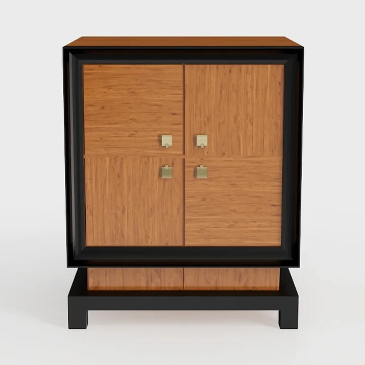 Modern Two Tone Solid Wood Storage Cabinet 3D Model