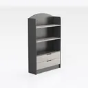 Minimalist Two Tone Wooden Bookshelf with Drawers 3D Model Right 45 Degree View