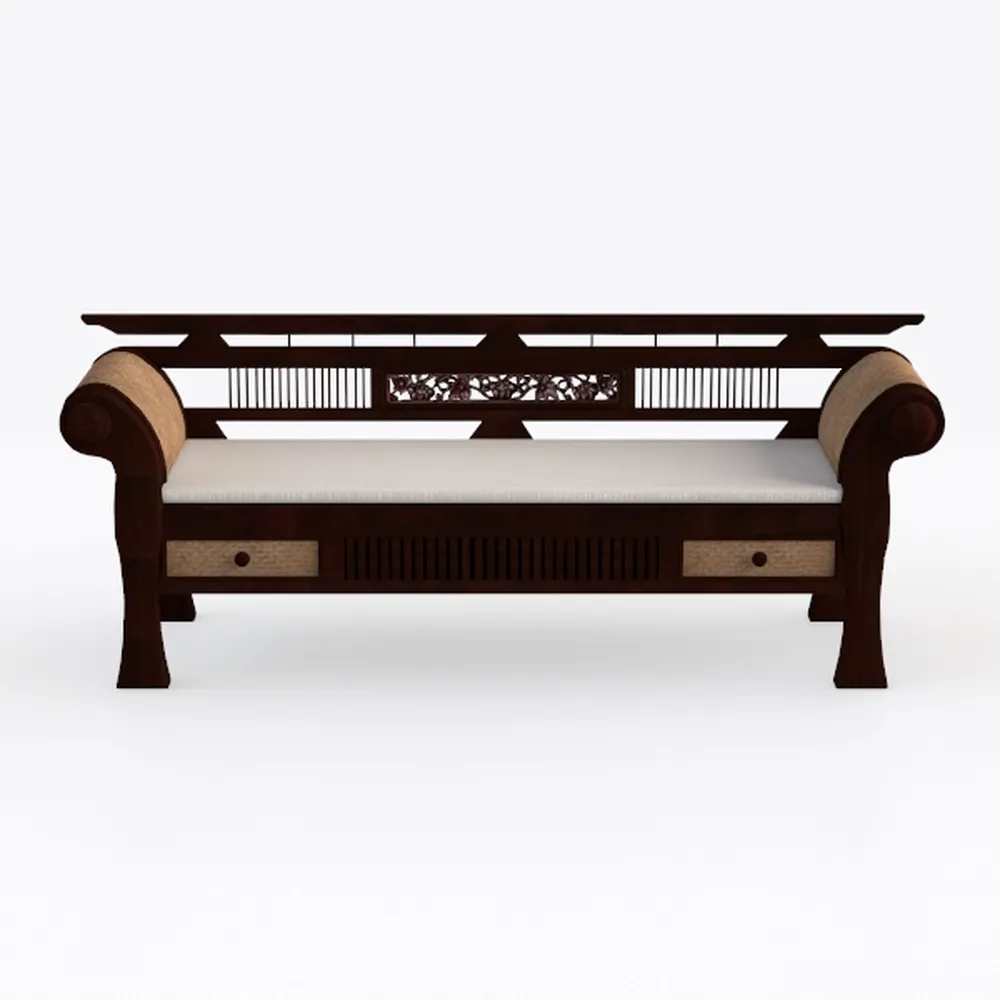 PREMIER Housewares 2403247 Sedile Curvo con Copertura Miscela di Lino Naturale e Cotone e Gambe MDF Scuro con Finitura in PVC