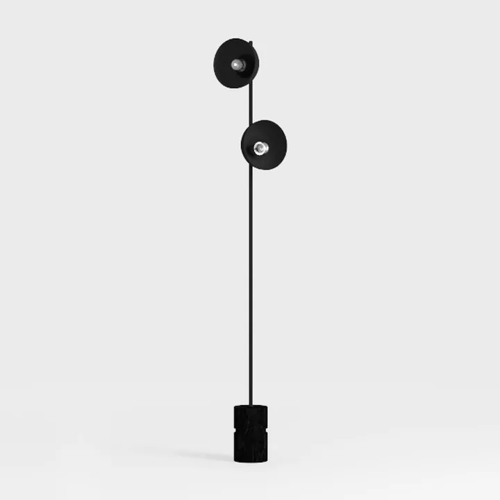 Modern Black Metal Marble Dual Head Floor Lamp 3D Model