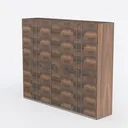 Modern Solid Walnut Wood Large Wardrobe 3D Model Left 45 Degree View