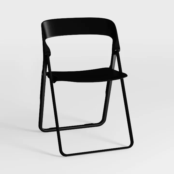 Minimalist Black Plastic Metal Folding Chair 3D Model