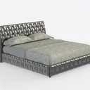 Luxury Tufted Leather Upholstered King Bed 3D Model Right 45 Degree View