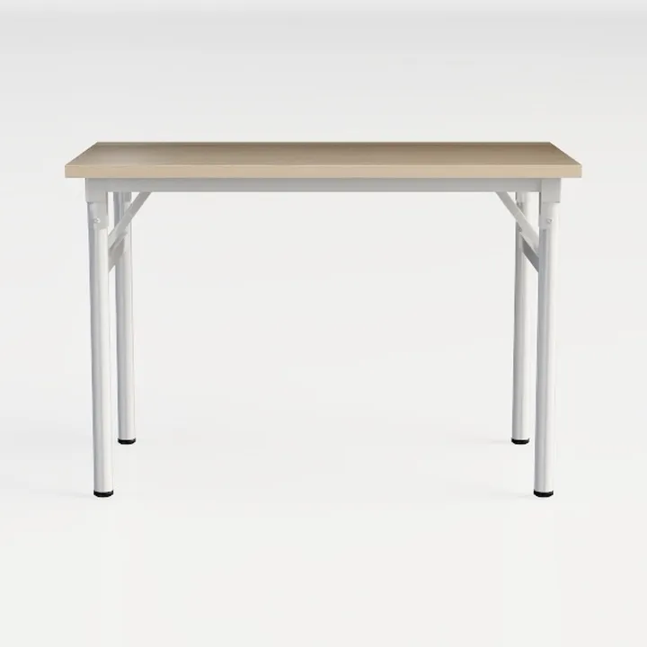Minimalist Solid Wood Top Metal Frame Desk 3D Model