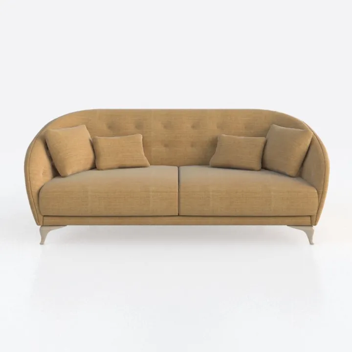 Modern Tufted Fabric Loveseat Sofa with Accent Pillows 3D Model