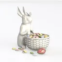 Minimalist White Porcelain Rabbit Snack Bowl Decor 3D Model Left 45 Degree View