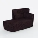 Minimalist Dark Fabric Chaise Lounge 3D Model Right 45 Degree View