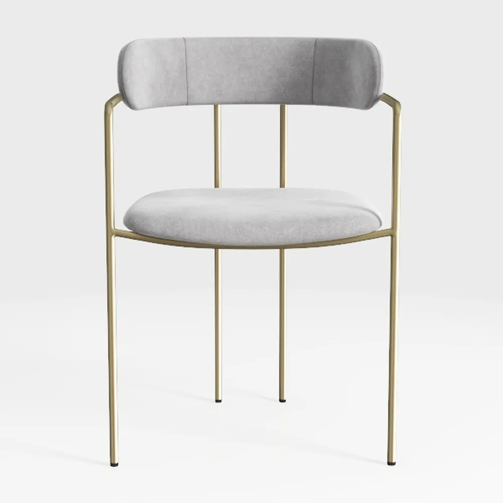 Fur Dining Chair in Brushed Gold and Ivory