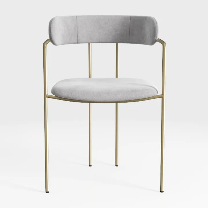 Modern Minimalist Grey Fabric Gold Metal Armchair 3D Model