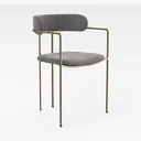 Fur Dining Chair in Brushed Gold and Ivory Right 45 Degree View
