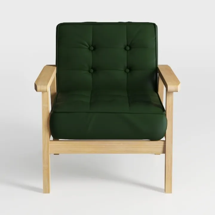 Modern Solid Wood Leather Tufted Armchair 3D Model