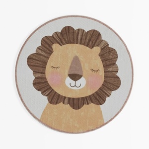 Cute Cartoon Lion Print Round Kids Rug 3D Model