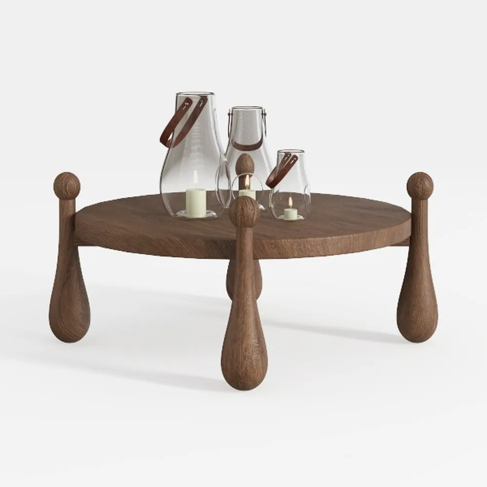 KEIKI 36.6" Wood Round Coffee Table for Living