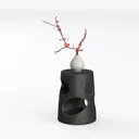 Minimalist Black Solid Wood Cutout Side Table 3D Model Left 45 Degree View