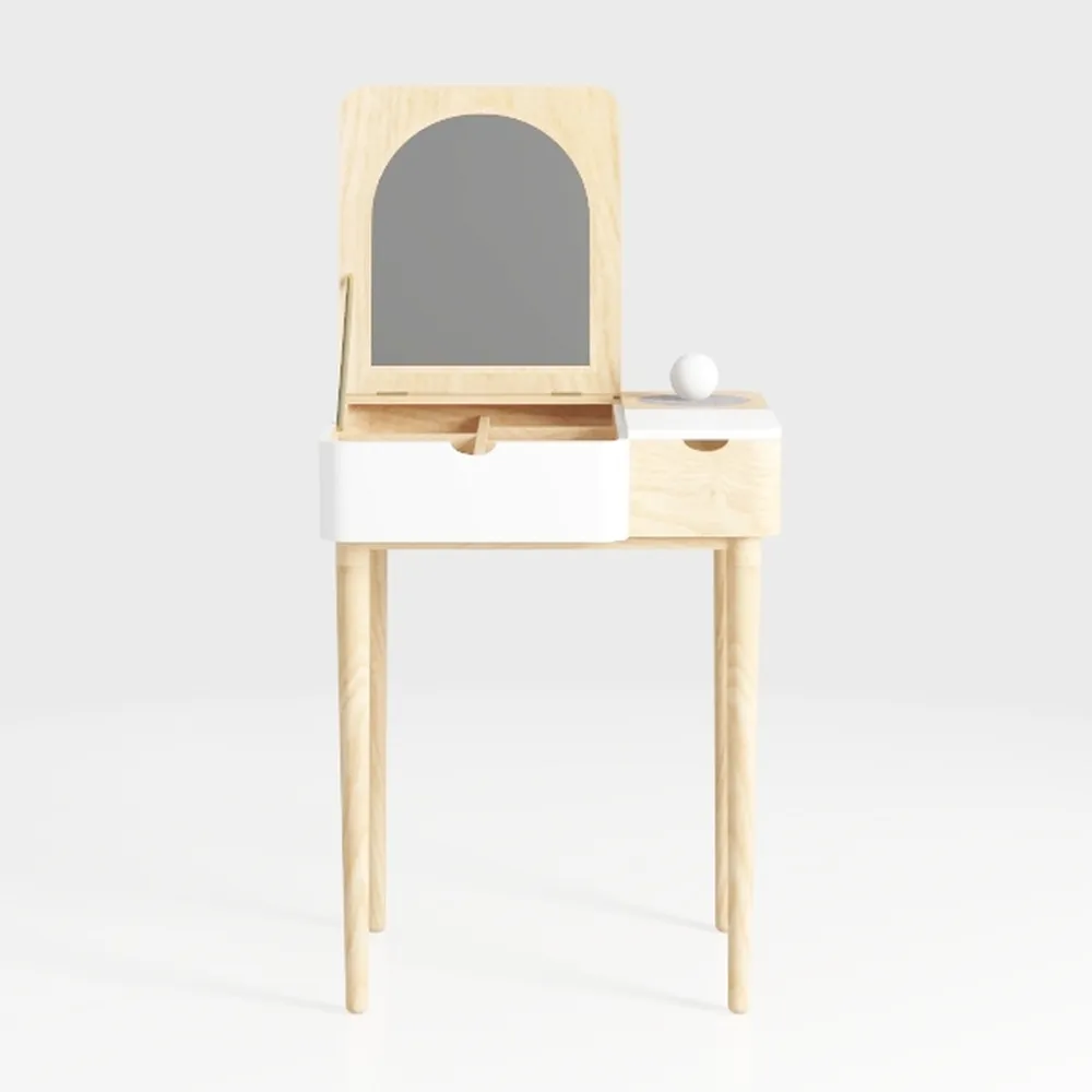 Beige Trunk Vanity Makeup Dressing 8 Dimmable Bulb