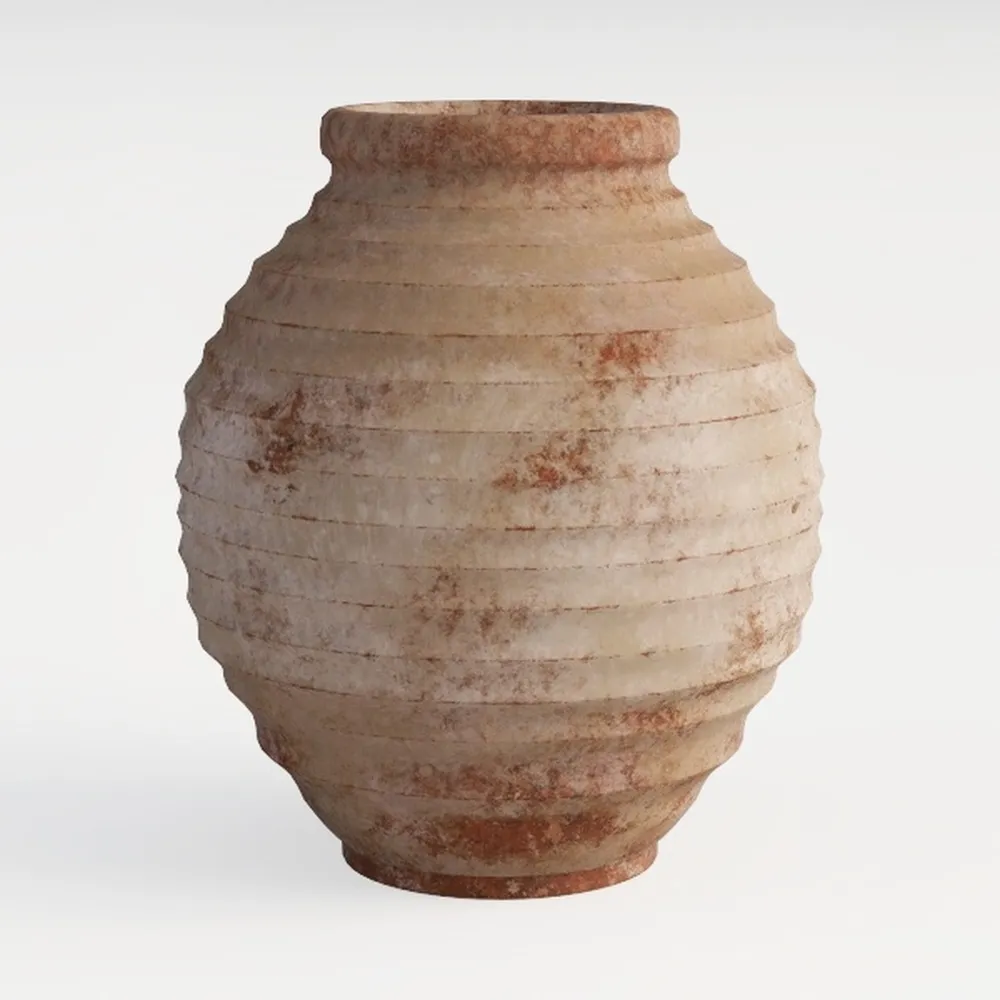 Ceramic Flower Vase, 8.66 inch Tall Round Rustic