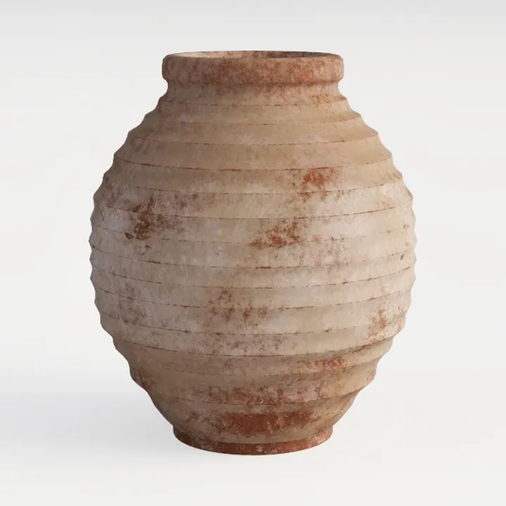 Ceramic Flower Vase, 8.66 inch Tall Round Rustic