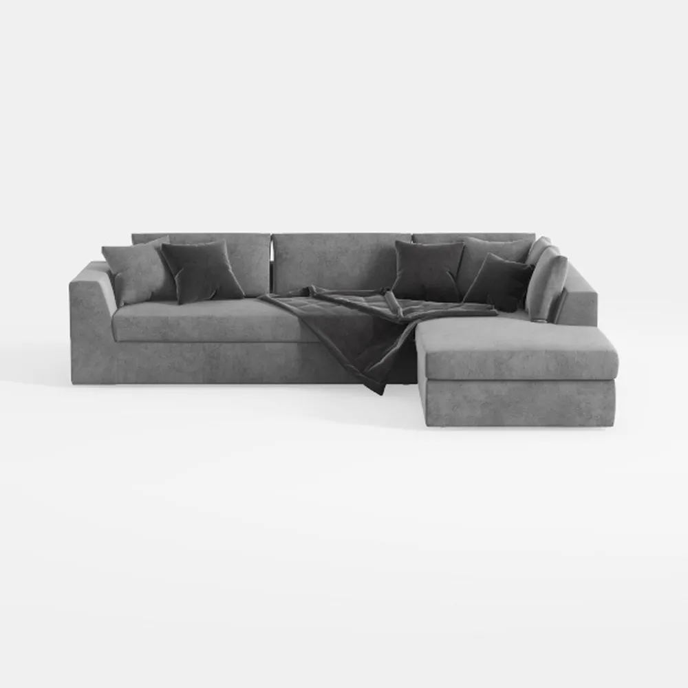 MAKLAINE Contemporary Gray Velvet Down Filled