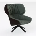 Minimalist Green Fabric Swivel Armchair 3D Model Right 45 Degree View