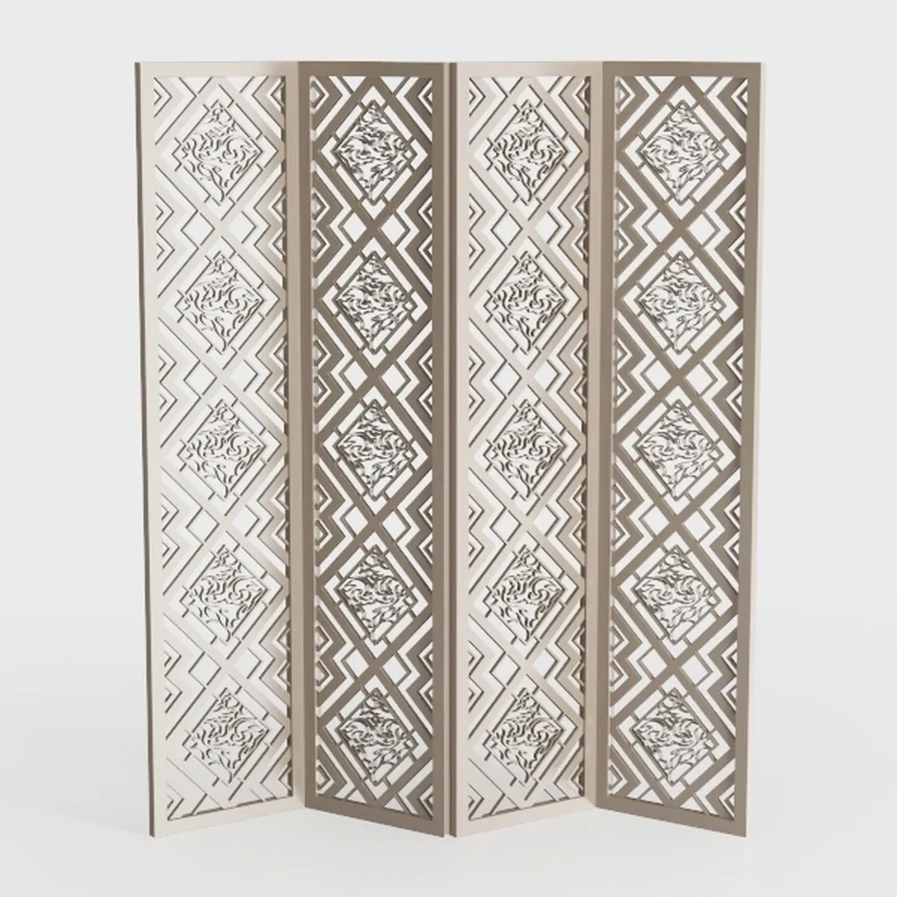 Room Divider Wood Screen - Remo Pattern Antique 