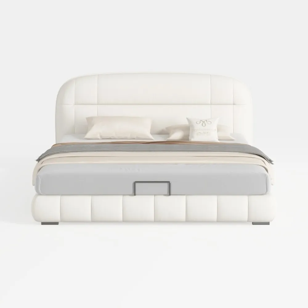 Tov Furniture Karol Cream Vegan Leather King Bed