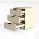 Minimalist Solid Oak 3 Drawer Nightstand Dresser 3D Model Left 45 Degree View