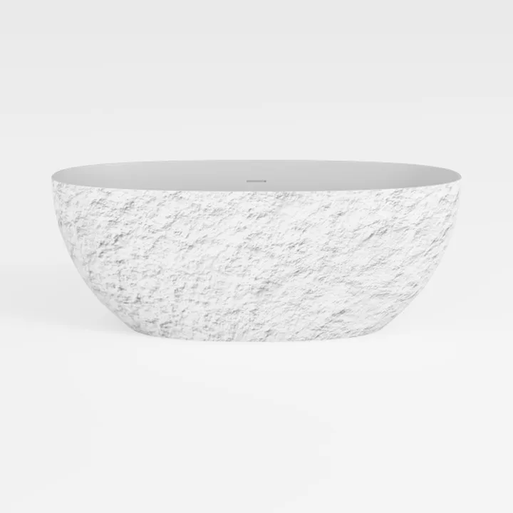 Minimalist Textured Solid Stone Freestanding Bathtub 3D Model