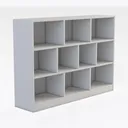 Minimalist White Solid Wood Bookshelf Open Storage Cubby 3D Model Right 45 Degree View