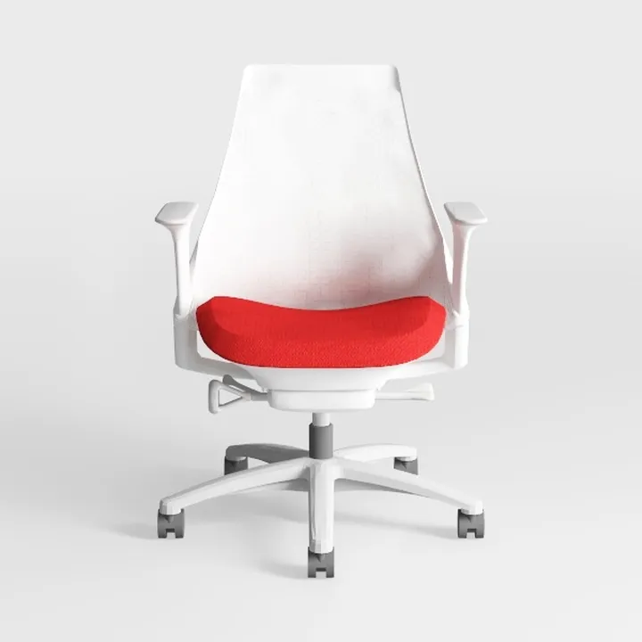 Modern White Red Fabric Mesh Office Chair 3D Model