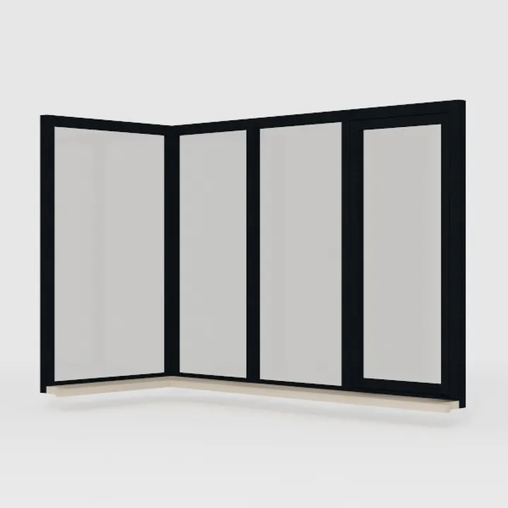 Modern Black Metal Glass Corner Window 3D Model