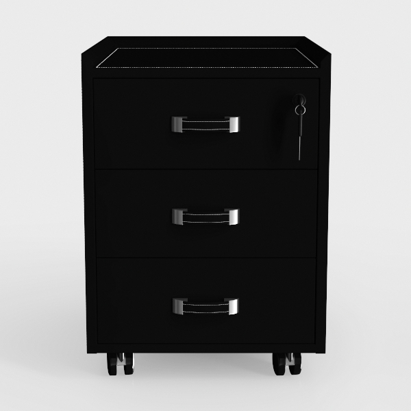 WLIVE Black Night Stand, Wood Nightstand with 3