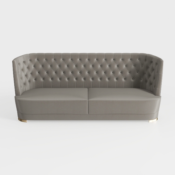 Genuine Leather Couch - Vintage Couch with Curved 