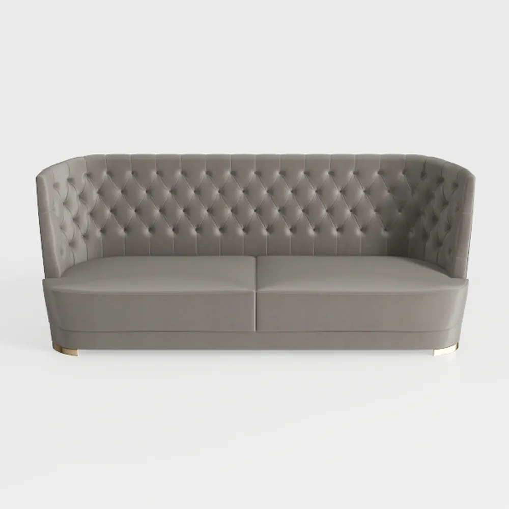 Genuine Leather Couch - Vintage Couch with Curved