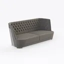 Modern Tufted Velvet Loveseat Sofa with Brass Accents 3D Model Right 45 Degree View