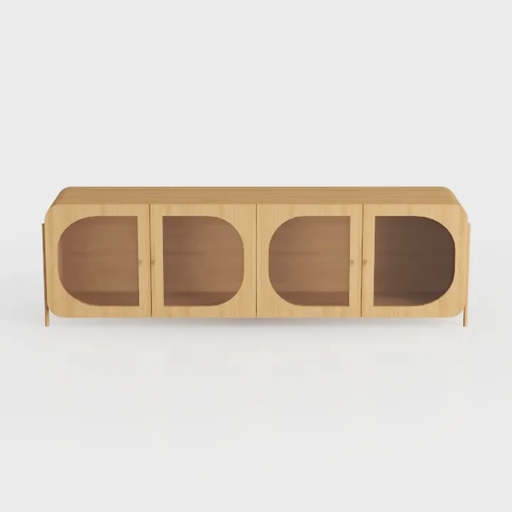 Storage Cabinet with 4 Doors Set of 2, Arched Side