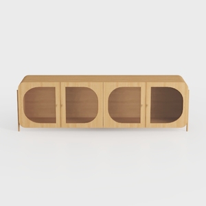Storage Cabinet with 4 Doors Set of 2, Arched Side