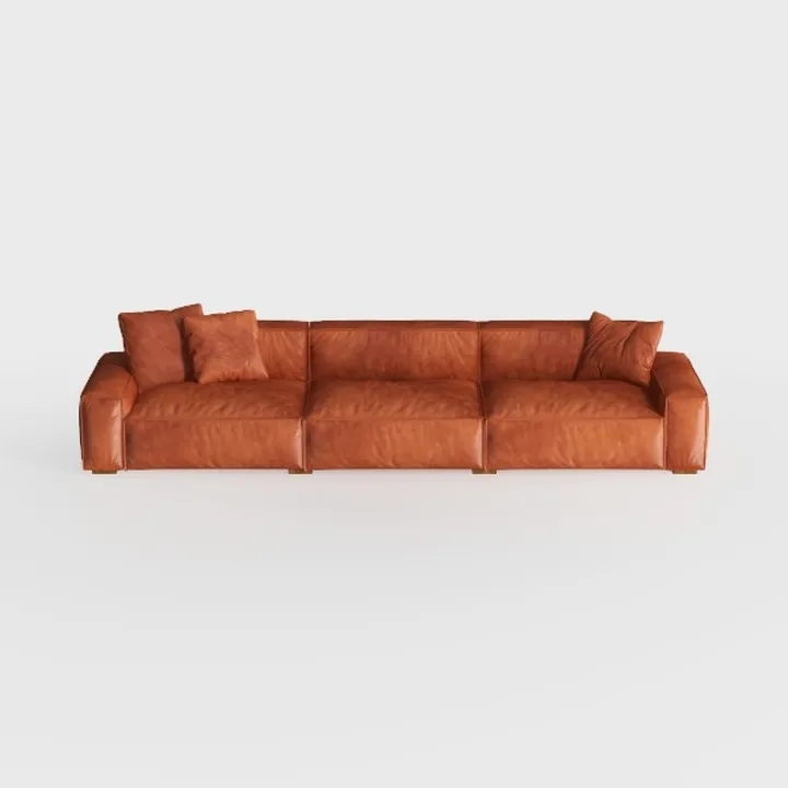 Modern Leandro 3 Seater Sofa, Antique Brown