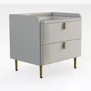 Modern Marble Top Solid Wood Gold Accent Nightstand 3D Model Right 45 Degree View