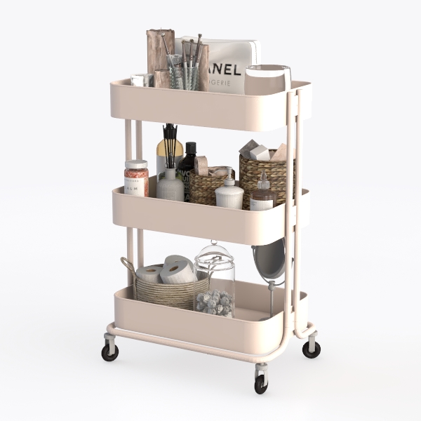 TOOLF 3-Tier Metal Rolling Cart with Wheels