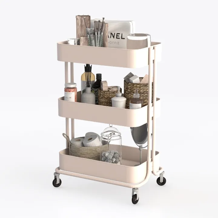 TOOLF 3-Tier Metal Rolling Cart with Wheels